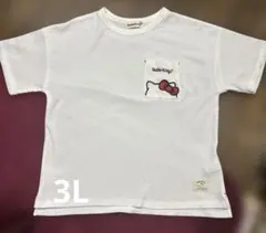 Hello Kitty ワッフル 半袖 Tシャツ ホワイト　3Lサイズのサムネイル