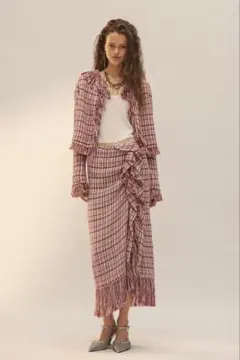 ZARA 新品タグ付き　フリンジテクスチャージャケット　ピンク　Sのサムネイル