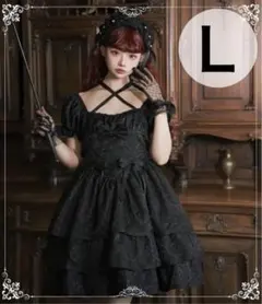 ロリータ ワンピース L 黒 バラ 半袖 ゴスロリ 刺繍 コスプレ 衣装
