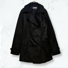 k0045 ベジェス トレンチ風コート 黒 M レディース 秋冬 無地 シンプル