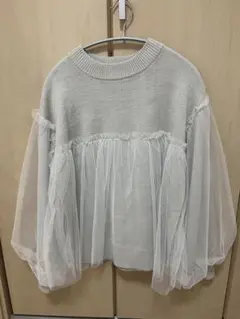 Samansa Mos2 blue グレー 長袖ニット