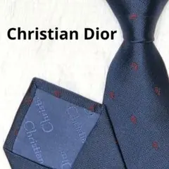 Christian Dior ネクタイ トロッター ネイビー ロゴ 総柄 シルク