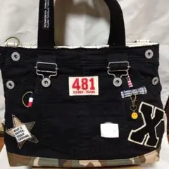 No.342トートバッグ（X）　デニムリメイク　ハンドメイドバック
