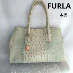 ＦＲＵＬＡフルラ　本皮製トートバッグ　クロコ型　A4サイズ収納可能