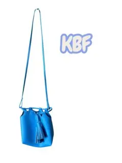 【美品】KBF フリンジ付きショルダーバッグ タッセル　水色
