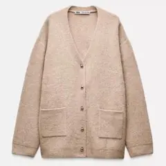 【20%OFF SALE】ベージュ Vネックカーディガン　ZARA