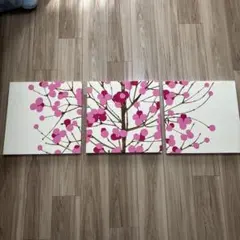 【マリメッコ】桜デザインのファブリックパネル 3枚セット