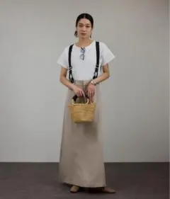 ヨーロピアンリネンサスペンダースカート　36のサムネイル