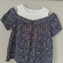 ikka 花柄オフショルダー半袖シャツ 140