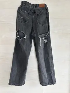 EVRIS ブラックダメージデニム ワイドレッグ
