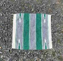 USA古着 メキシカンラグ 正方形 グリーン ネイティブ柄 vintage