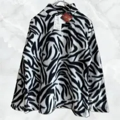 値下げ★新品タグ付き★RUPUAU【M】裏起毛ゼブラ柄フリース長袖トップス