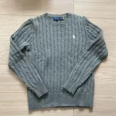 【美品】ポロラルフローレン グレー ケーブルニット 綿100%