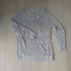 ベージュ 網目編みニット サマーニット