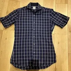 FATTURA 半袖シャツ M ネイビー/ホワイトチェック