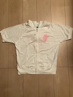 ピンクラテ　ホワイト フード付きパーカー　xs