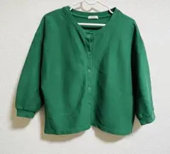 【匿名配送】グリーン　カーディガン　七分袖カーディガン　S