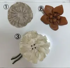 【まとめ売り】 お花のコサージュ3点セット クリップ付き ブローチ ヘアクリップ