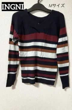【INGNI 】ネイビー ストライプ 長袖ニット