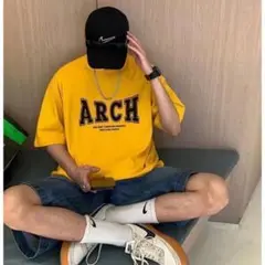 プリント 半袖 Tシャツ カットソー 男女兼用 イエロー 黄色 L 新品
