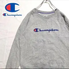 チャンピオン　Ｖガゼット　ラグラン　スウェット　トレーナー　ロゴ　グレー　裏起毛