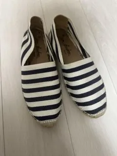美品】トリーバーチ エスパドリーユ ボーダー ゴールドロゴ サイズ7