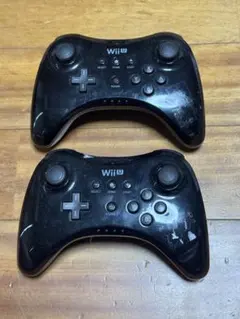 通電確認済　ジャンクwiiu プロコン　黒　2個セット
