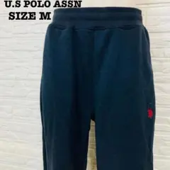 【希少】90s風 USポロアッスン 刺繍ロゴ スウェットパンツ M 紺のサムネイル