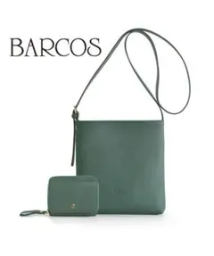 BARCOS ショルダーバッグ＆財布 セット 牛革 グリーン 開運 緑色