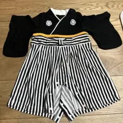 袴ロンパース　ベビー袴　黒ストライプ　70センチ　鈴甲子