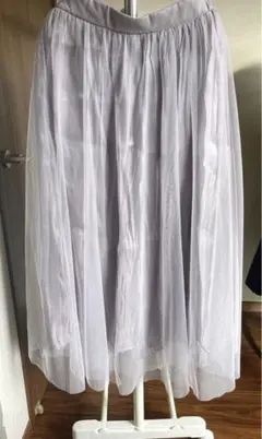 grove ライトグレー チュールロングスカート