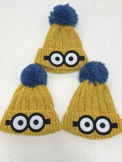 ミニオンデザインリブ編み帽子3個セット