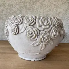 カルナック*オールドローズロングカップ* アイボリーホワイト*植木鉢