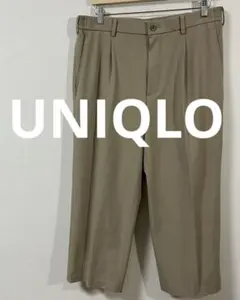 ユニクロ　UNIQLO メンズ　タックワイドパンツ　Lサイズ　ベージュ　美品