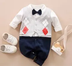 アーガイル柄ロンパース 60-70