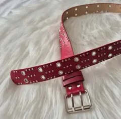 ダブルピンベルト 赤 スタッズy2k ロック　パンク　V系　海外平成 ストリート