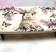 デコパージュ　折りたたみ式ミニテーブル　花かんむりウサギ