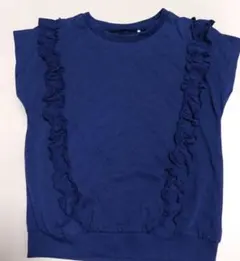 フリル付き フレンチスリーブTシャツ　ネイビーのサムネイル