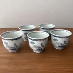 雛菊の湯呑み　5客揃え　ぐい呑み