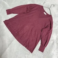 【良品】PLST プラステ Vネック 長袖 ニット トップス ボルドー M
