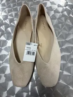 HIRAKI Vカット フラットシューズ 25.5cm ベージュ