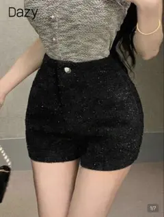 SHEIN Dazy ツイードショートパンツ ブラック
