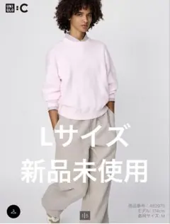 UNIQLO ピンク スウェット Lサイズ　スムースコットンクルーネックセーター