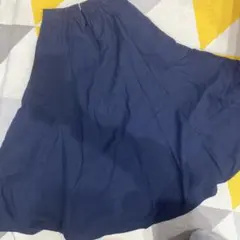 ネイビー コットン フレアロングスカート M
