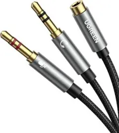 UGREEN 3.5mm 4極 3極 変換ケーブル 4極(メス) -3極