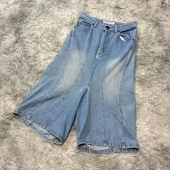 PRIDE Sサイズ デニムキュロット ワイドパンツ インディゴ カジュアルのサムネイル