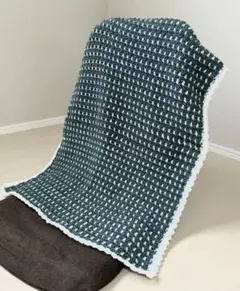 『訳あり』　手編みブランケット　膝掛け　No.73