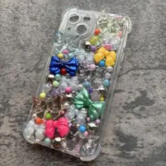 iPhone13 14 iPhoneケース デコ電 リボン　デコ