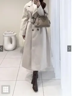 【GRL】ベルト付きフェイクウールロングチェスターコート[ze935]