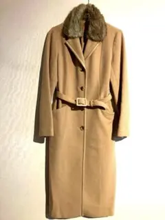 cojana ブルーフォックスファーウールロングコート キャメル系 上品（9 